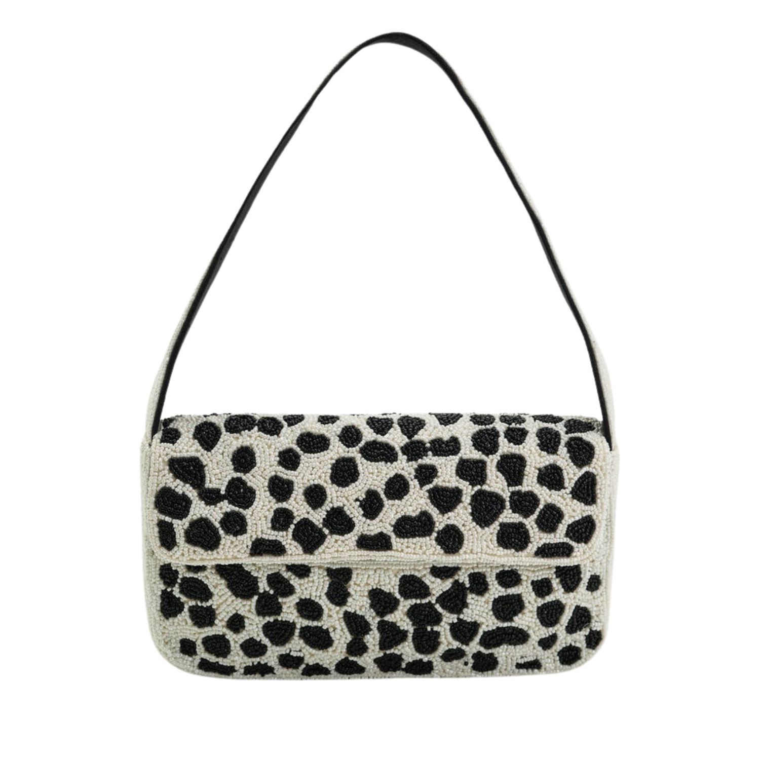 Handcrafted Black & White Beaded Shoulder Bag