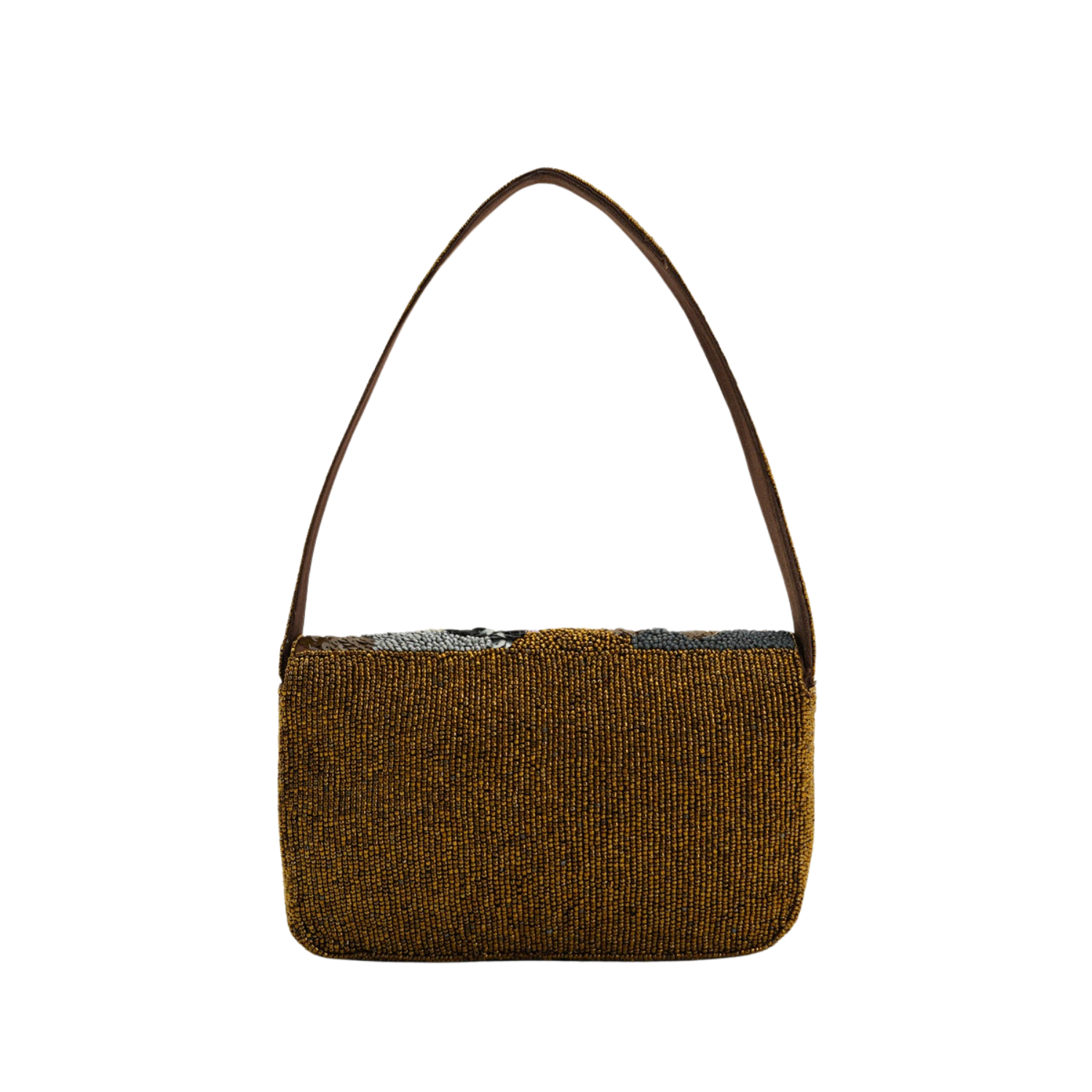 Gold & Grey Mosaic Beaded Shoulder Bag