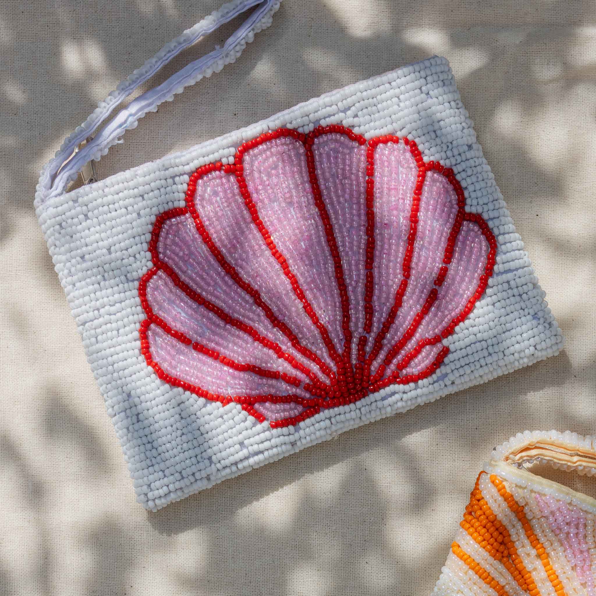 Handcrafted Beaded Pouch with Shell Design