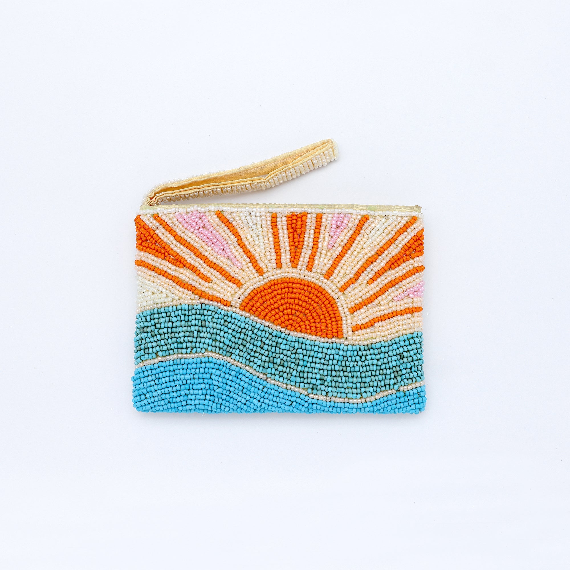 Handcrafted Beaded Pouch with Sunrise Design
