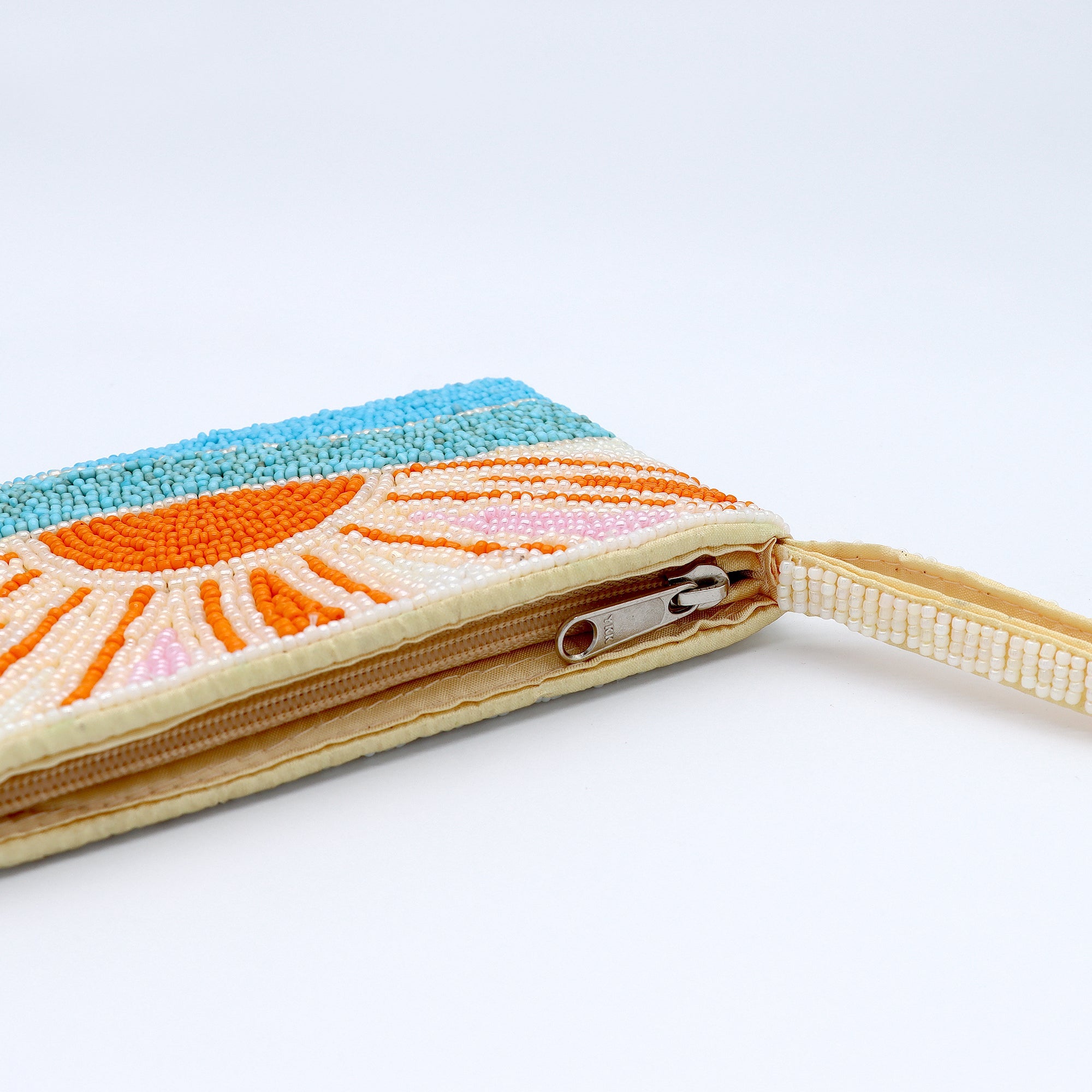 Handcrafted Beaded Pouch with Sunrise Design