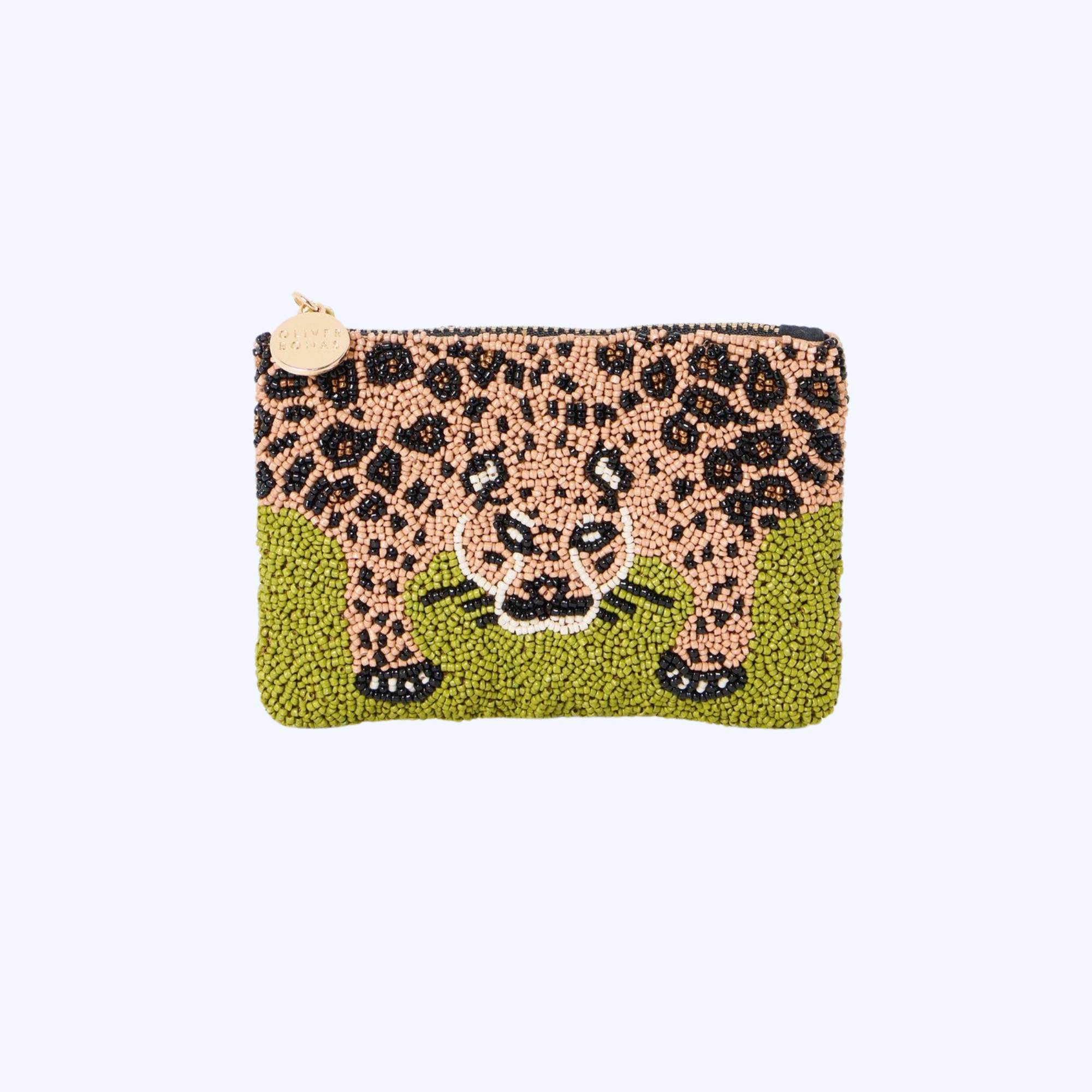 Handcrafted Beaded Leopard Pattern Zipped Pouch