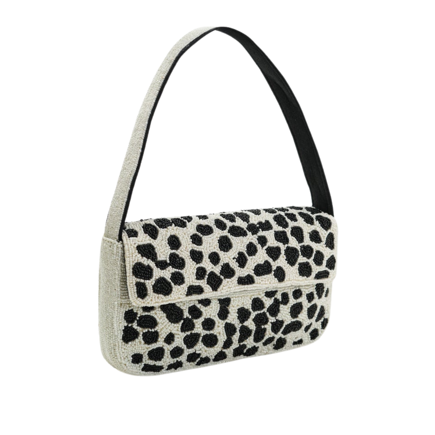 Handcrafted Black & White Beaded Shoulder Bag