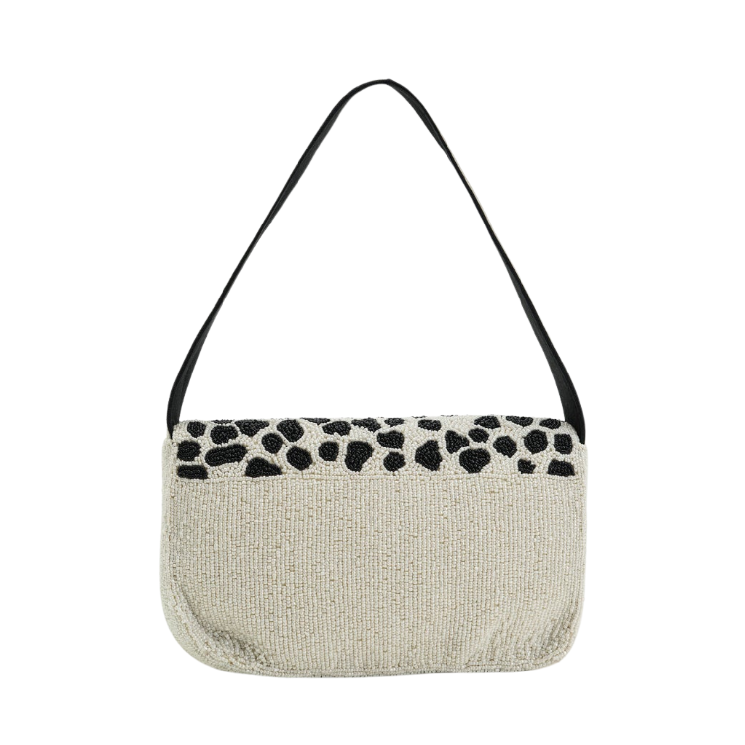 Handcrafted Black & White Beaded Shoulder Bag