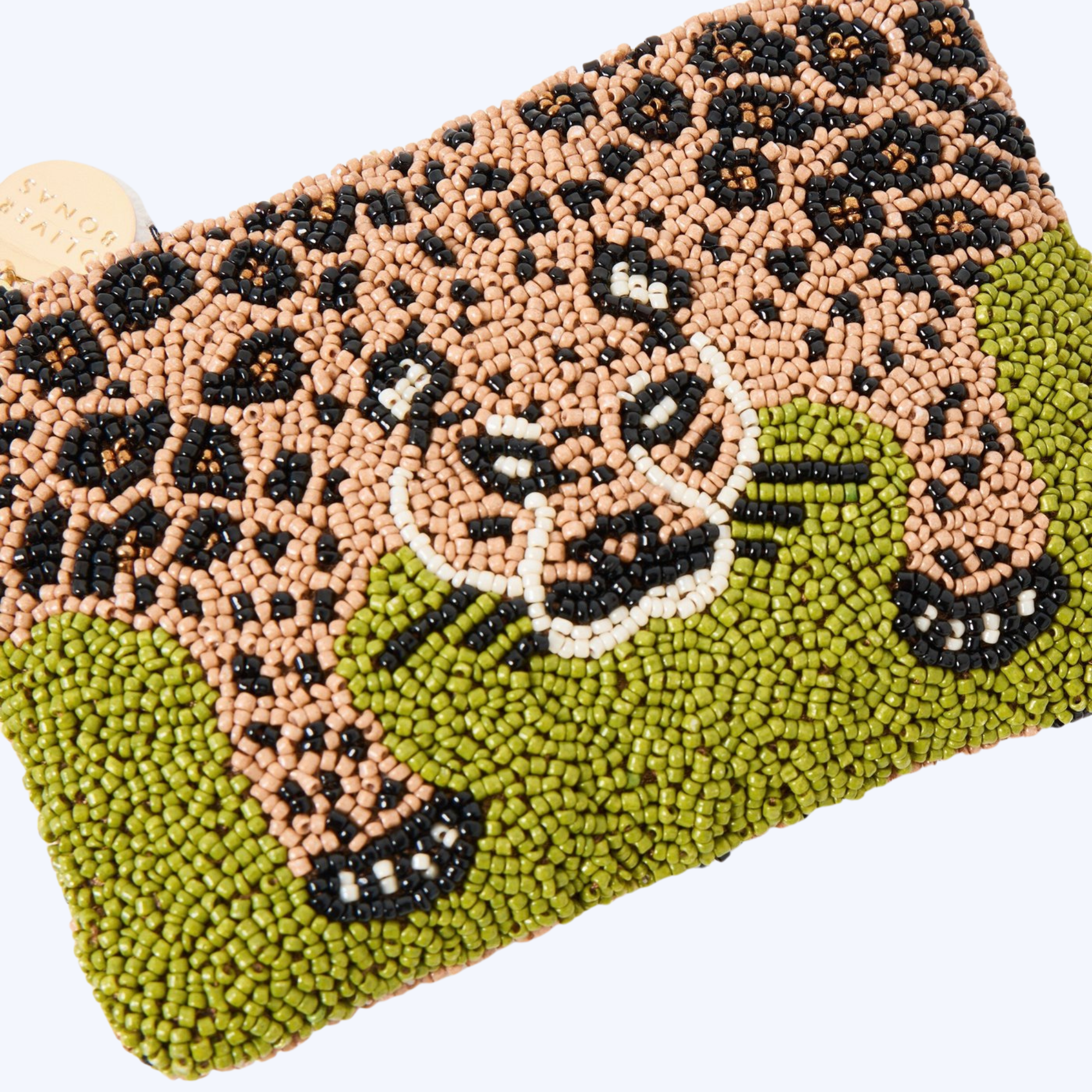 Handcrafted Beaded Leopard Pattern Zipped Pouch