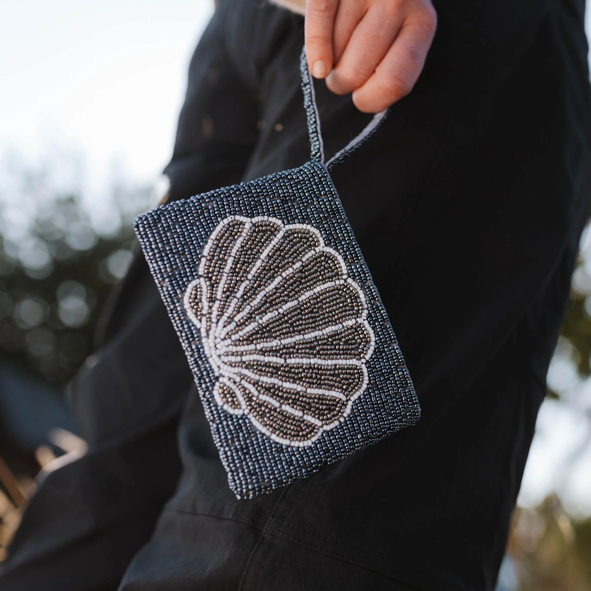 Handcrafted Beaded Pouch with Shell Design