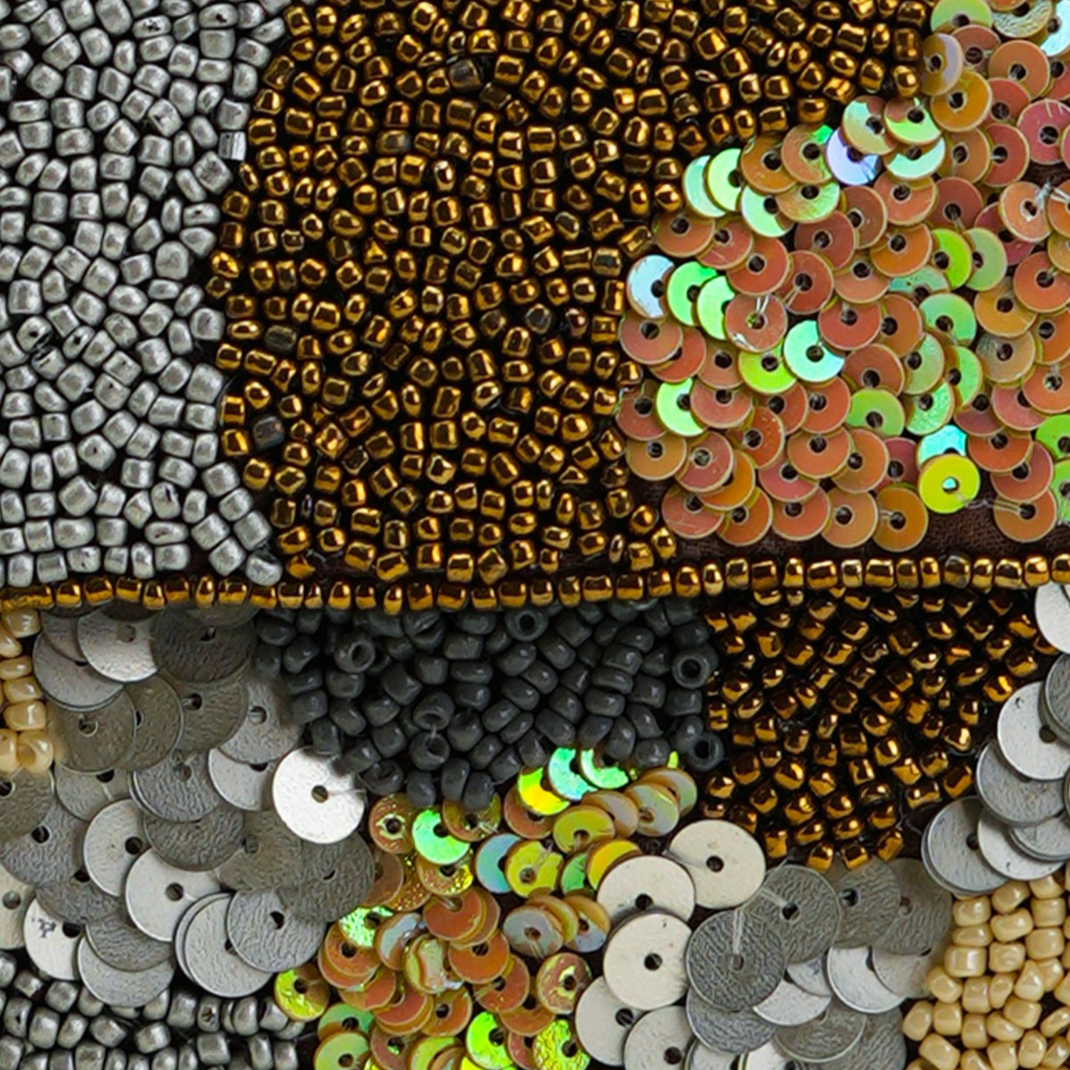 Gold & Grey Mosaic Beaded Shoulder Bag