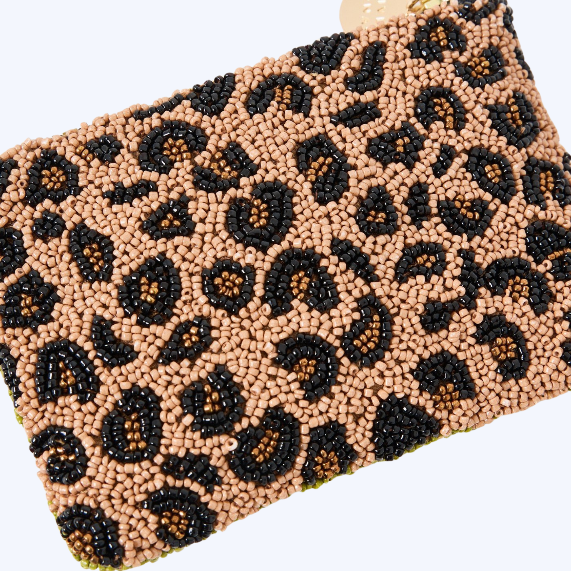 Handcrafted Beaded Leopard Pattern Zipped Pouch